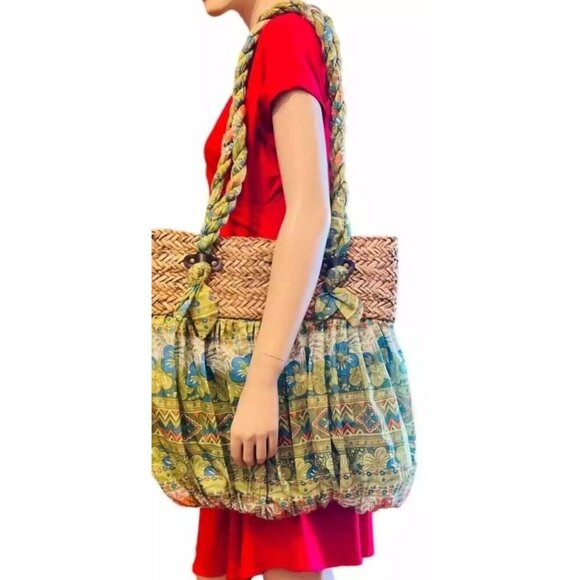 Cappelli Straworld Bohemian Beach Y2K Bag Green/Blue - Picture 3 of 9